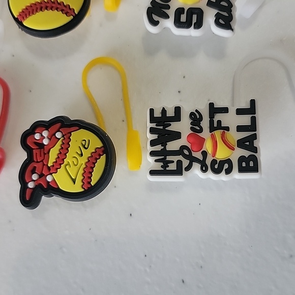 Softball Straw Toppers - Picture 3 of 6